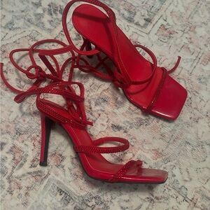 Amazon Red Strappy Heels